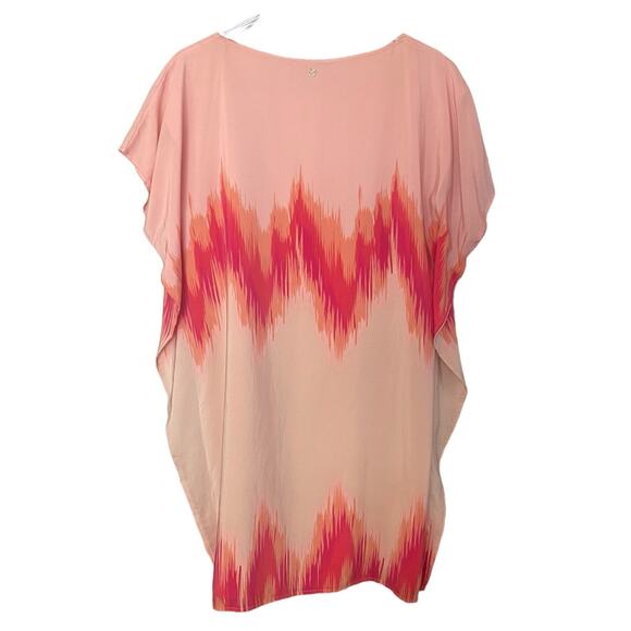 MARIE OLIVER Silk Kimono Mini Dress Small Blush Pink Orange Fuchsia Billowy READ - Picture 6 of 11